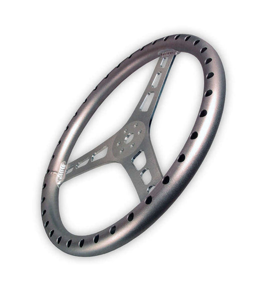 Joes Racing Products Steering Wheel - Lightweight - 13 in Diameter - 2.5 in Dish - 3-Spoke - Drilled / Shot Peened