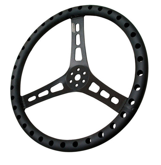 Joes Racing Products Steering Wheel - Lightweight - 13 in Diameter - 2.5 in Dish - 3-Spoke - Drilled / Shot Peened