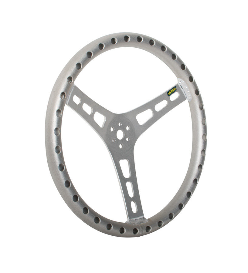 Joes Racing Products Steering Wheel - Lightweight - 15 in Diameter - 2.5 in Dish - 3-Spoke - Drilled / Shot Peened