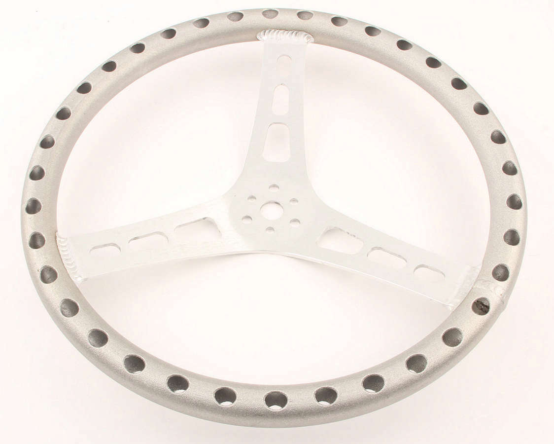 Joes Racing Products Steering Wheel - Lightweight - 17 in Diameter - 2.5 in Dish - 3-Spoke - Drilled / Shot Peened