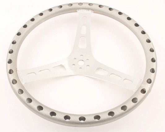 Joes Racing Products Steering Wheel - Lightweight - 17 in Diameter - 2.5 in Dish - 3-Spoke - Drilled / Shot Peened