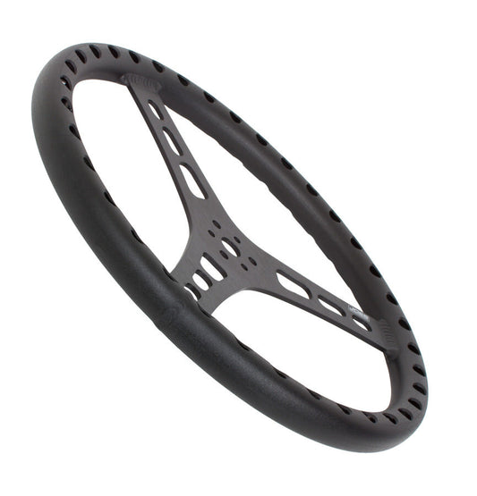 Joes Racing Products Steering Wheel - Lightweight - 15 in Diameter - Flat - 3-Spoke - Drilled / Shot Peened Grip -
