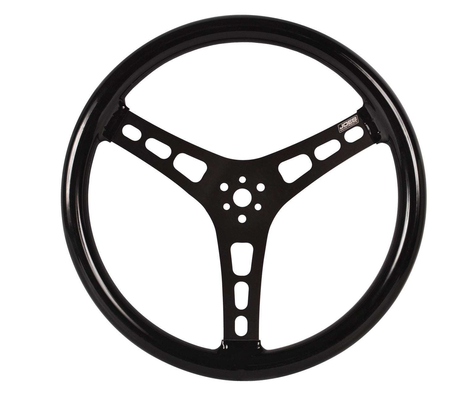 Joes Racing Products Steering Wheel - Lightweight - 15 in Diameter - Flat - 3-Spoke - Black Rubber Grip - Aluminum -