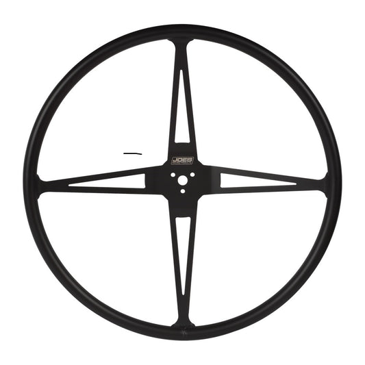 Joes Racing Products Steering Wheel - Pit Steering - 22 in Diameter - 4 in Dish - 4-Spoke - Aluminum - Black Powder