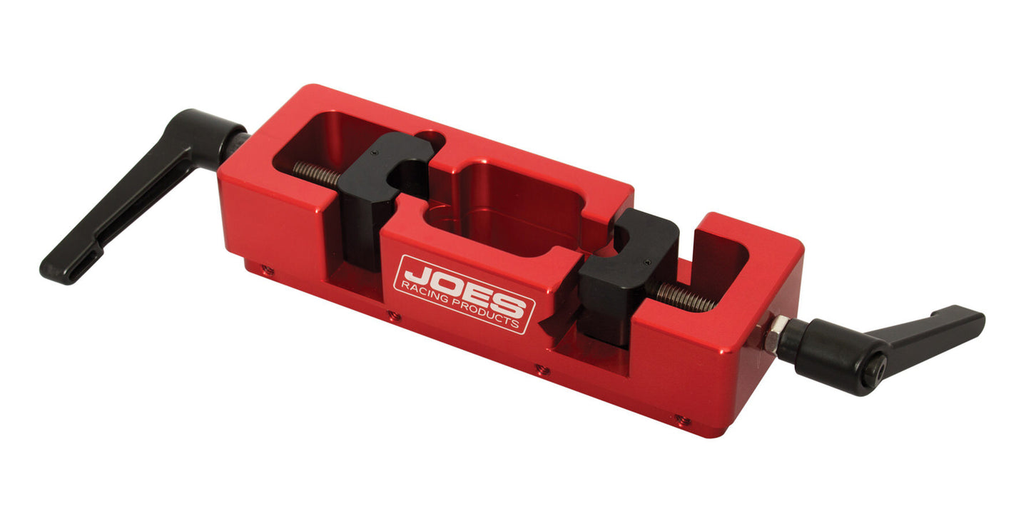 Joes Racing Products Shock Work Station - Holds Shock Bodies / Shafts - Aluminum / Steel - Red Anodized / Natural - Each