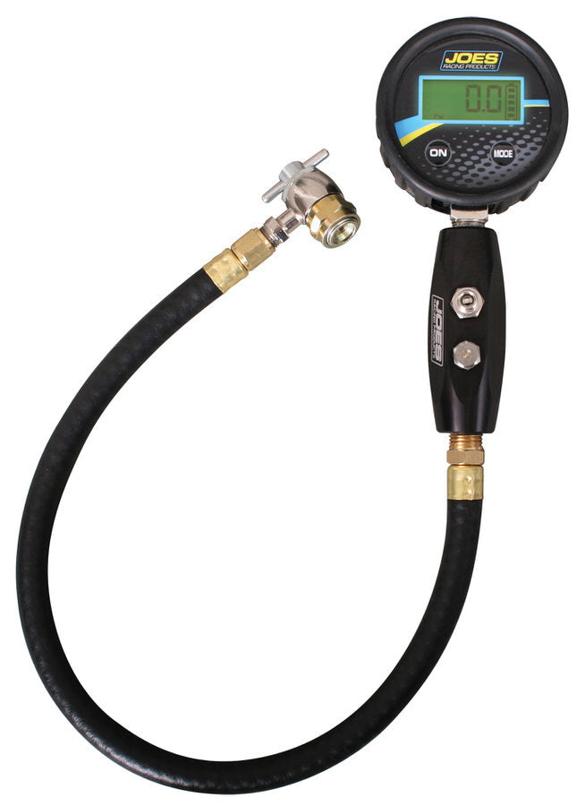 Joes Racing Products Shock Inflator and Gauge - 0-200 psi - Digital - Black / Blue / Yellow Face - Controlled Flow