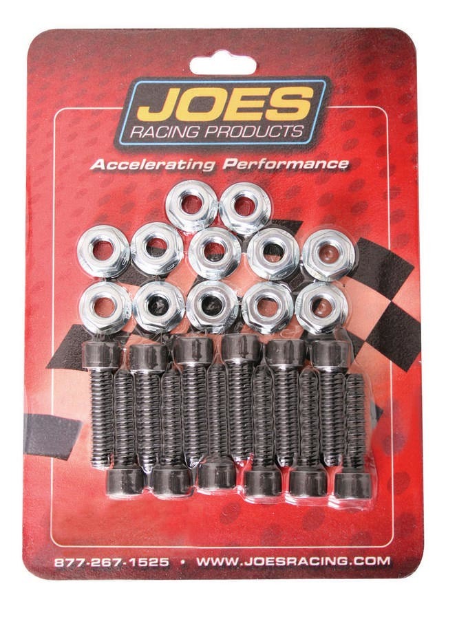 Joes Racing Products Hub Stud Kit - 1/4-28 in Thread - 1-1/4 in Long - Nuts Included - Steel - Black Oxide - Set of 12