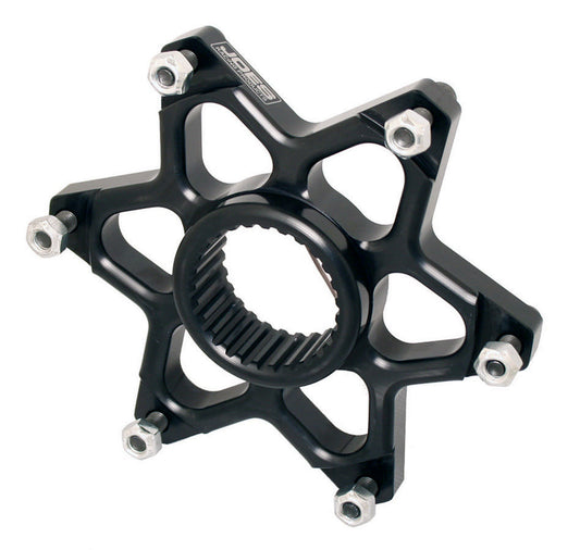 Joes Racing Products Rotor Mount - 1-3/4 in ID - 27 Spline - 1/4 in Bolts - Aluminum - Black Anodized - 6-Bolt Rotors