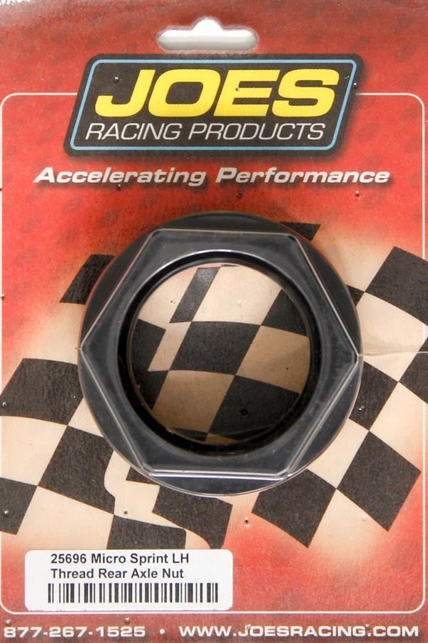 Joes Racing Products Rear Axle Nut - Left Hand Thread - Aluminum - Black Anodized - Micro Sprint Rear Axles - Each