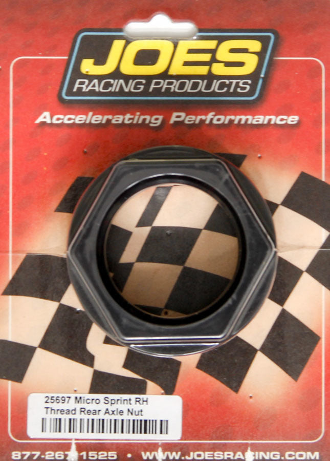 Joes Racing Products Rear Axle Nut - Right Hand Thread - Aluminum - Black Anodized - Micro Sprint Rear Axles - Each