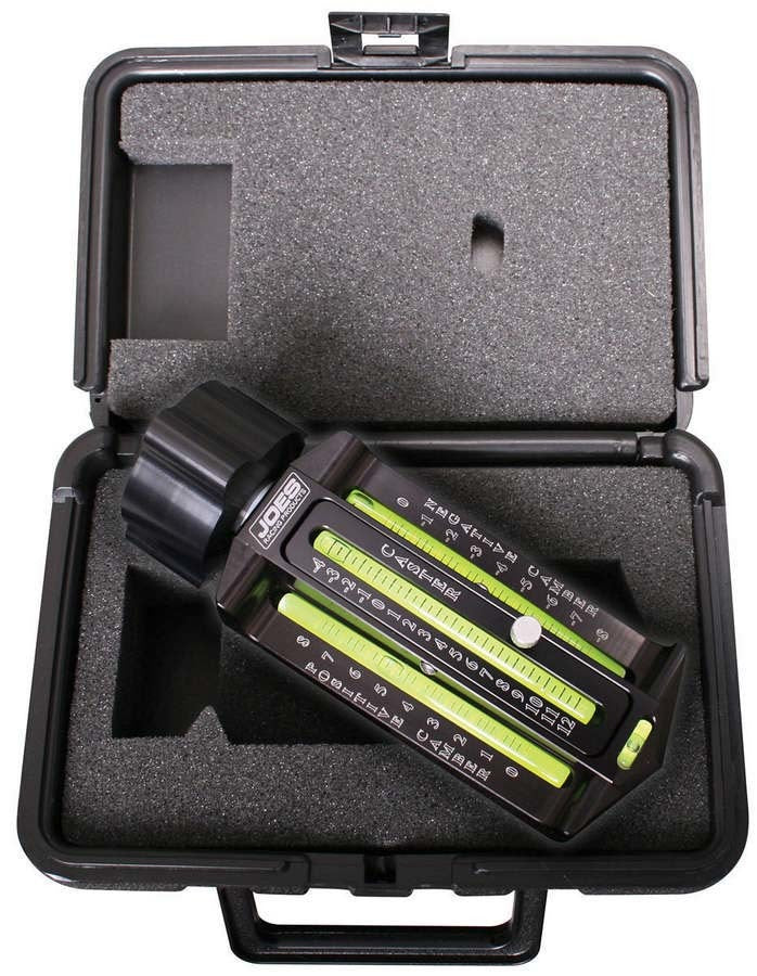 Joes Racing Products Caster / Camber Gauge - Analog - 8 Degree - Magnetic Adapter - Carry Case - Aluminum - Black