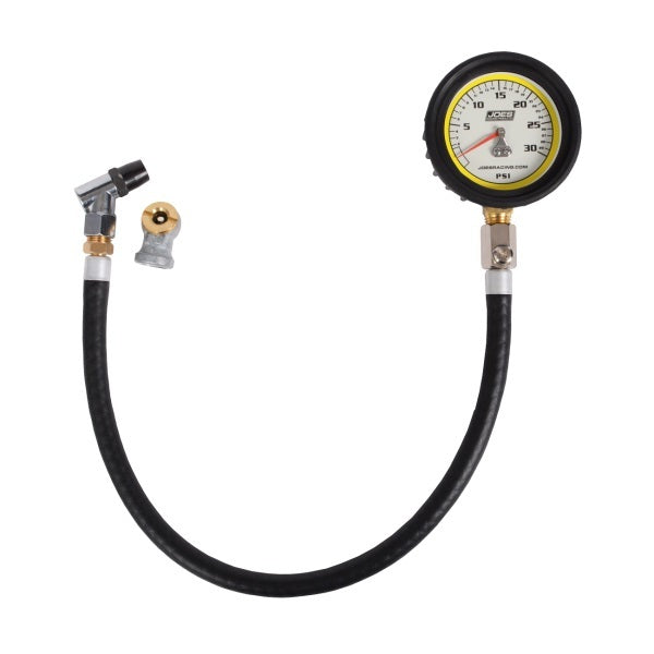 Joes Racing Products Tire Pressure Gauge - Pro Tire - Glow in the Dark - 0-30 psi - Analog - 2-1/2 in Diameter - White