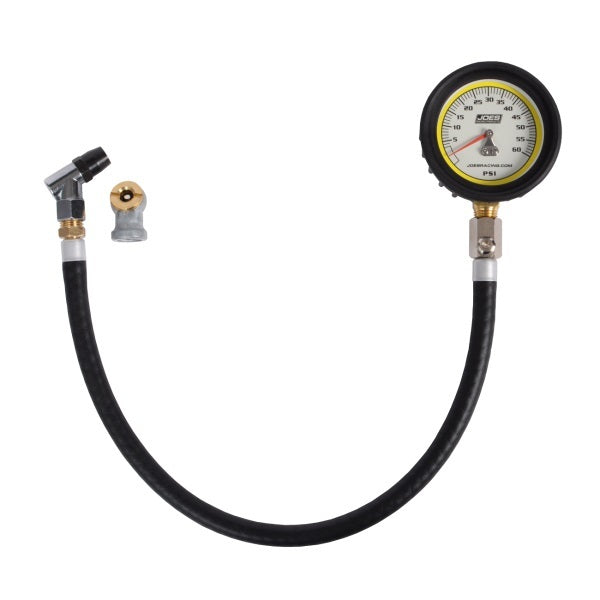 Joes Racing Products Tire Pressure Gauge - Pro Tire - Glow in the Dark - 0-60 psi - Analog - 2-1/2 in Diameter - White