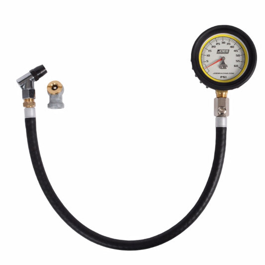 Joes Racing Products Tire Pressure Gauge - Pro Tire - Glow in the Dark - 0-60 psi - Analog - 2-1/2 in Diameter - White