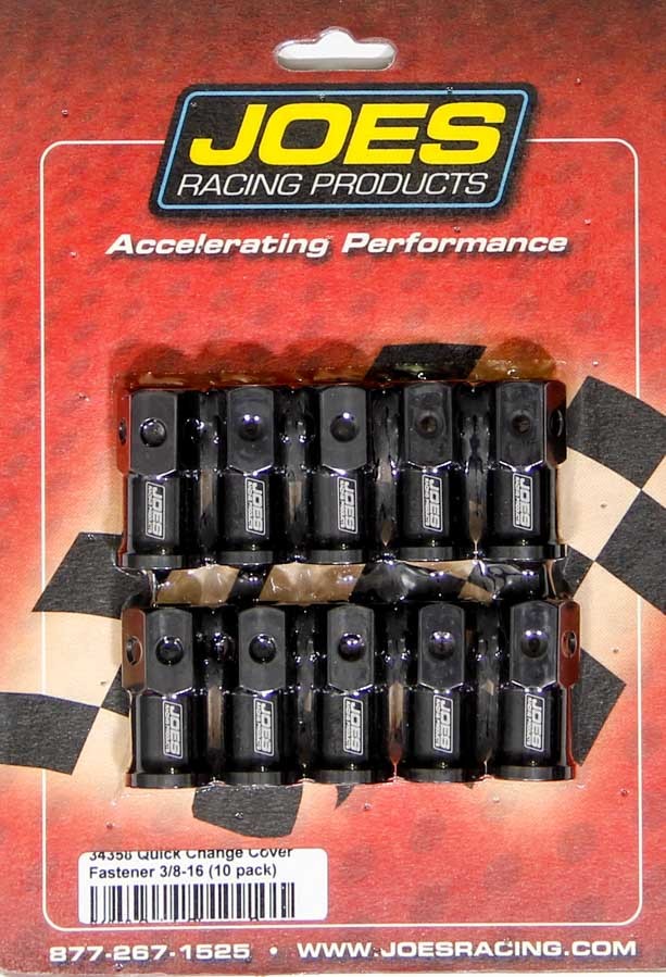 Joes Racing Products Nut - 3/8-16 in Thread - Aluminum - Black Anodized - Quick Change Gear Covers - Set of 10