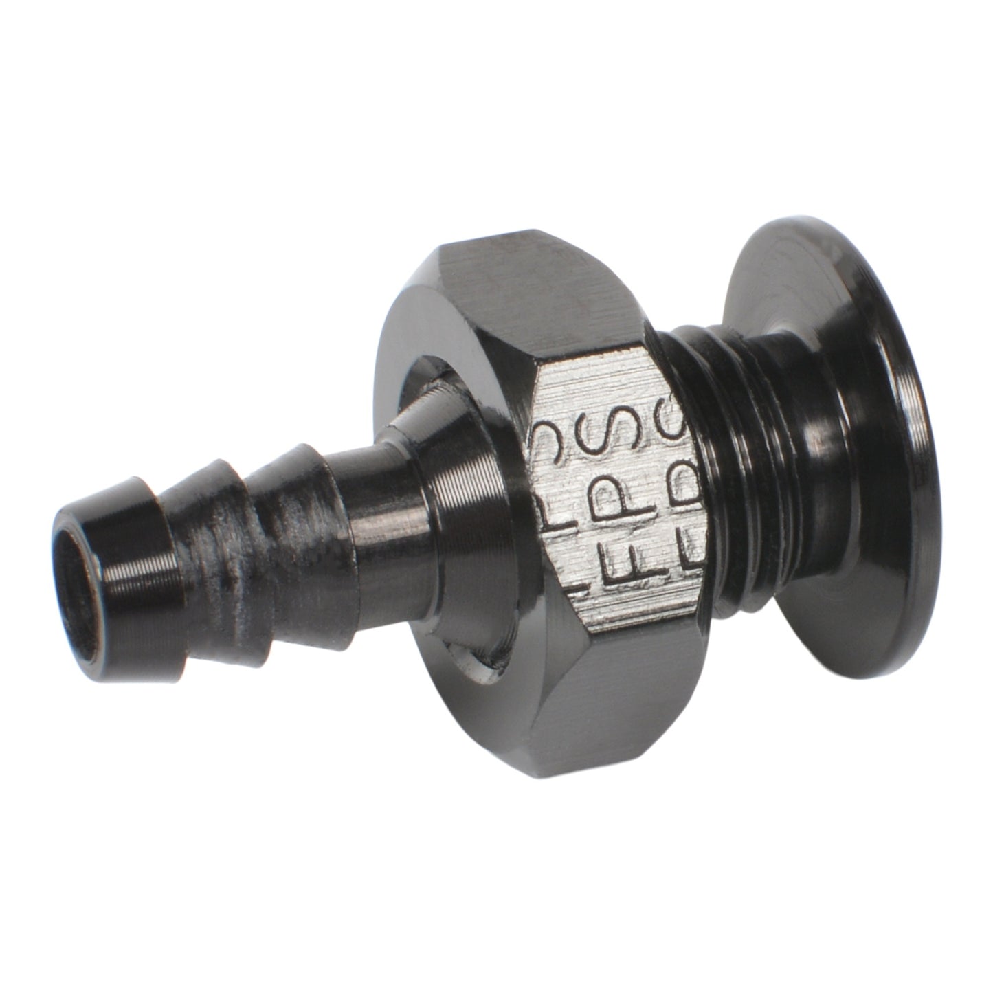 Joes Racing Products Overflow Nozzle - Straight - 1/4 in Hose Barb - Aluminum - Black Anodized - Each