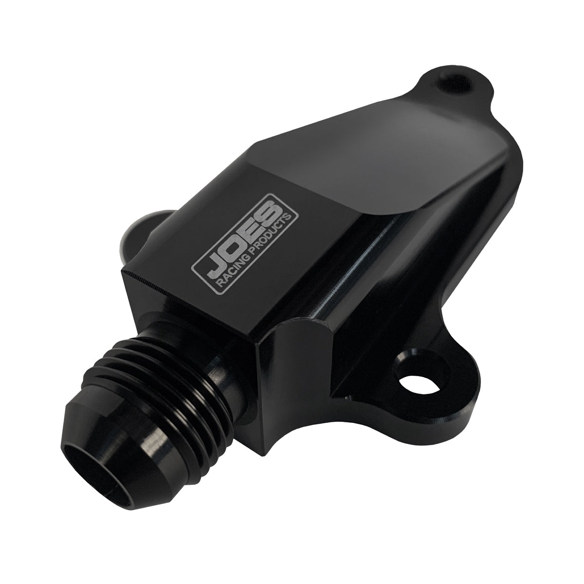 Joes Racing Products Water Neck - 90 Degree - 8 AN Male - Bolt-On - O-Ring Seal - Aluminum - Black Anodized - Suzuki