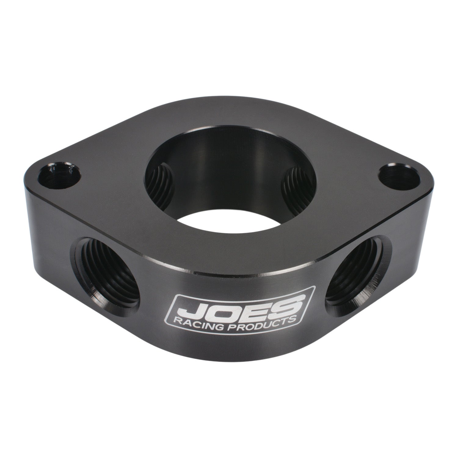 Joes Racing Products Water Neck Spacer - 1-1/8 in Thick - Four 1/2 in NPT Female Ports - O-Ring - Aluminum - Black