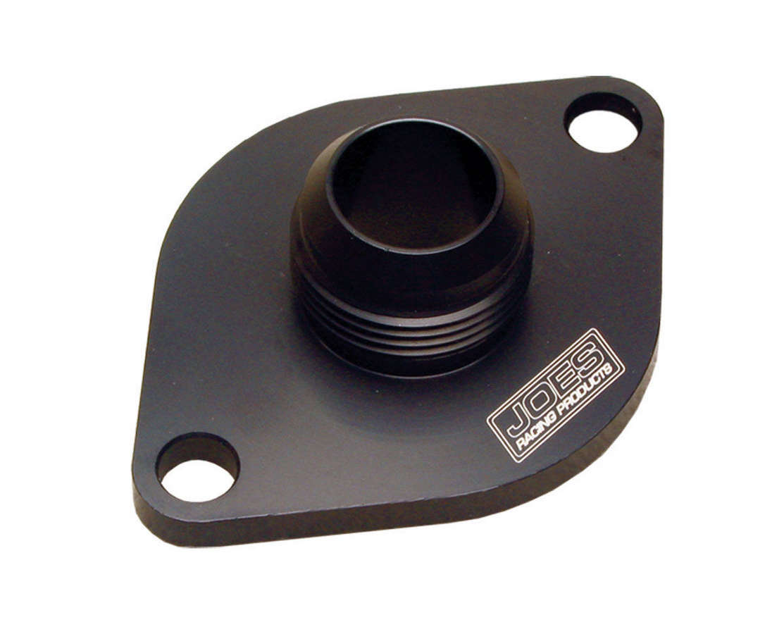 Joes Racing Products Water Neck - Straight - 20 AN Male - Bolt-On - O-Ring Seal - Aluminum - Black Anodized - Chevy V6