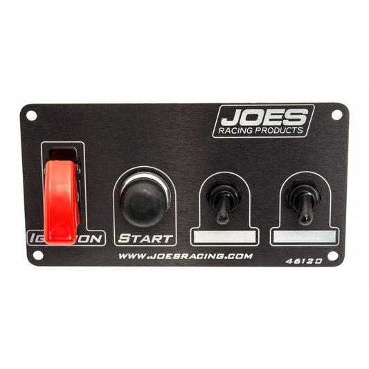 Joes Racing Products Switch Panel - Dash Mount - 6.625 x 3.5 in - 1 Safety Cover Toggle / 1 Momentary Button / 2