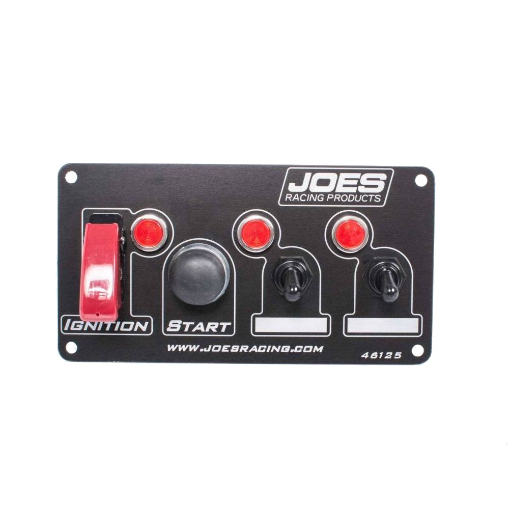 Joes Racing Products Switch Panel - Dash Mount - 6.625 x 3.5 in - 1 Safety Cover Toggle / 1 Momentary Button / 2