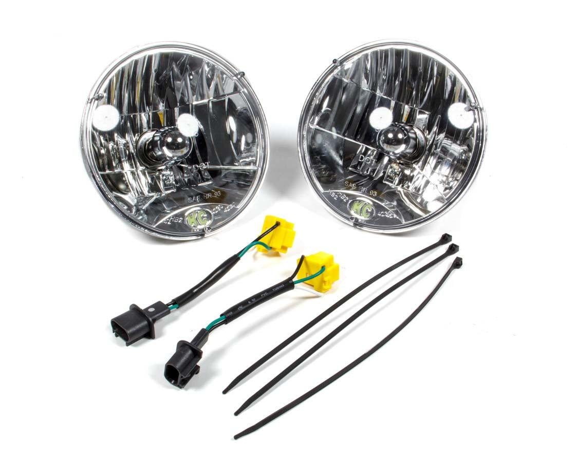 Kc Hilites Headlight - 7 in OD - H4 Bulb - Replacement - Jeep Wrangler JK 2007-14 - Pair