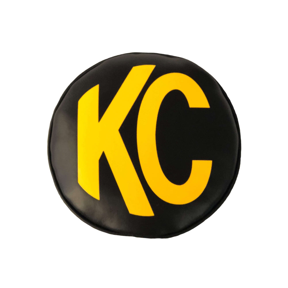 Kc Hilites Light Cover - Yellow KC Daylighter Logo - Vinyl - Black - 6 in KC Lights - Pair