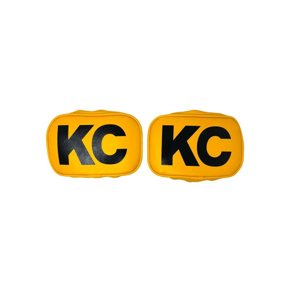 Kc Hilites Light Cover - Retro - Black KC Logo - Vinyl - Yellow - 5 x 7 in KC Lights - Pair