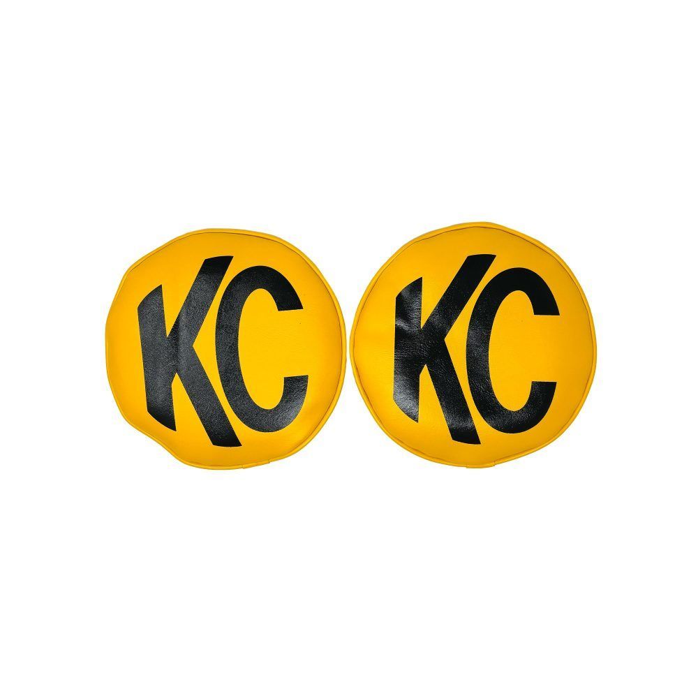 Kc Hilites Light Cover - Retro - Black KC Logo - Vinyl - Yellow - 8 in KC Lights - Pair