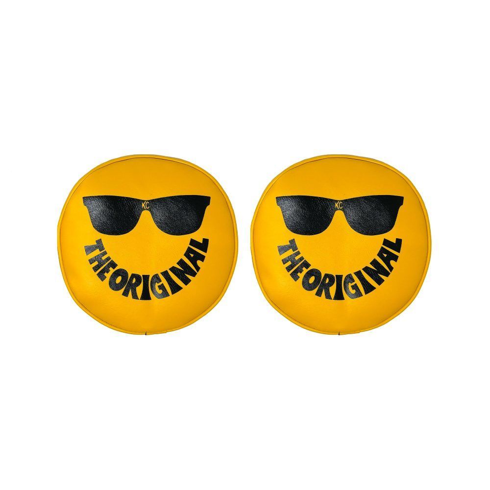 Kc Hilites Light Cover - Black The Original Sunglasses Smiley Logo - Vinyl - Yellow - 8 in KC Lights - Pair