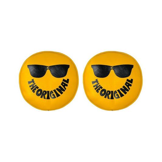 Kc Hilites Light Cover - Black The Original Sunglasses Smiley Logo - Vinyl - Yellow - 8 in KC Lights - Pair