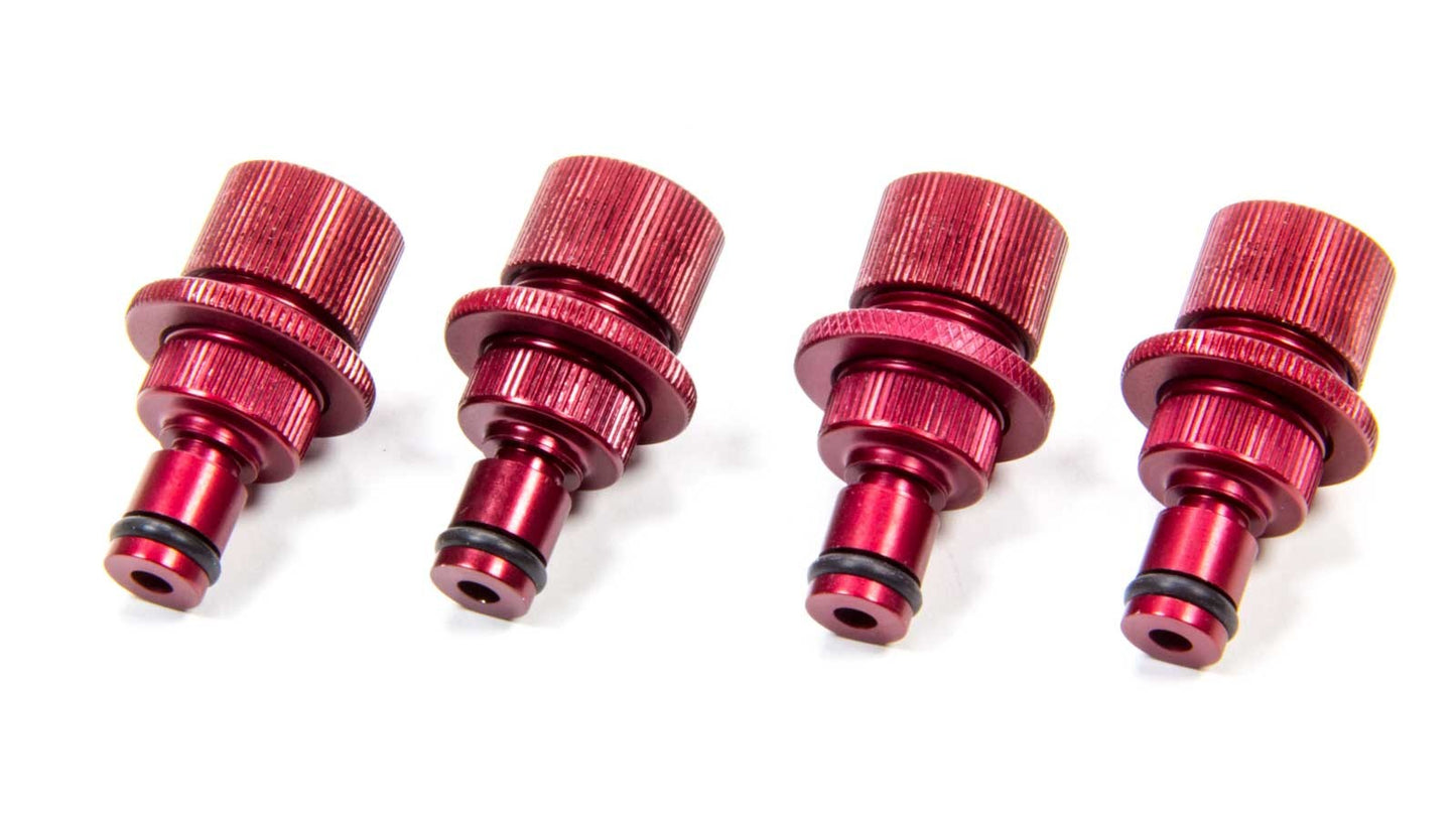 Kwik Change Products Tire Pressure Relief Valve - Adjustable - Aluminum - Red Anodized - Set of 4