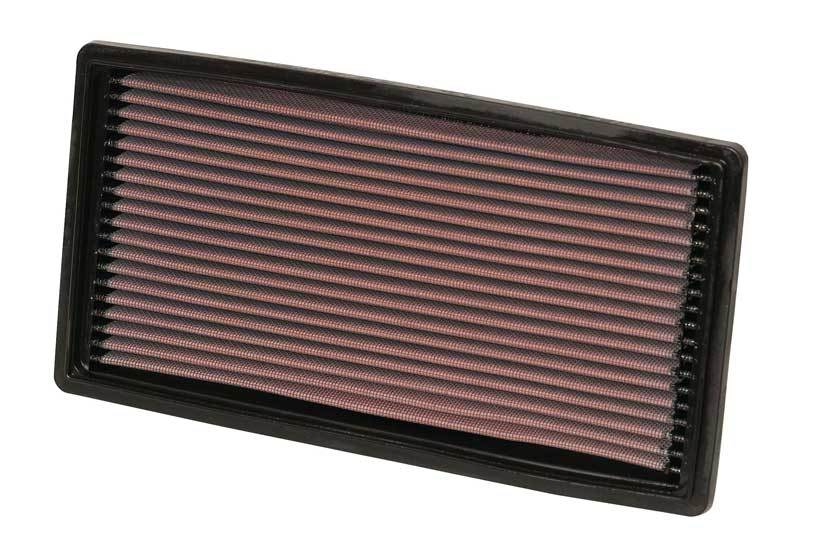 K And N Engineering Air Filter Element - Panel - 11.5 x 6 in - 1.125 in Tall - Reusable Cotton - Red - GM / Isuzu - Each