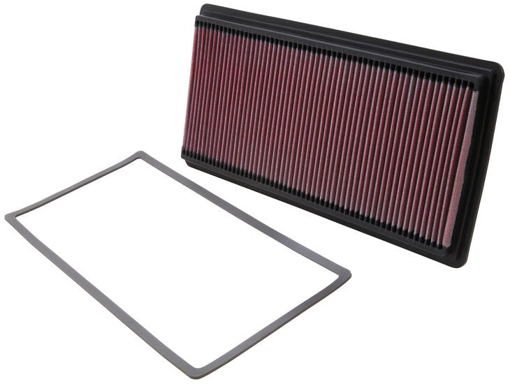 K And N Engineering Air Filter Element - Panel - 16 x 8 in - 1 in Tall - Reusable Cotton - Red - GM F-Body 1998-2007 -