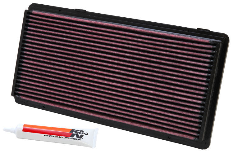 K And N Engineering Air Filter Element - Panel - 13.563 x 6.688 in - 1.125 in Tall - Reusable Cotton - Red - Jeep