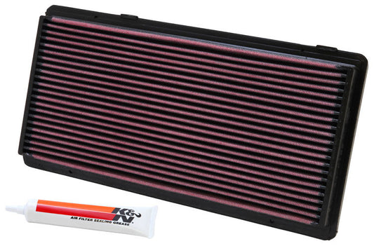 K And N Engineering Air Filter Element - Panel - 13.563 x 6.688 in - 1.125 in Tall - Reusable Cotton - Red - Jeep