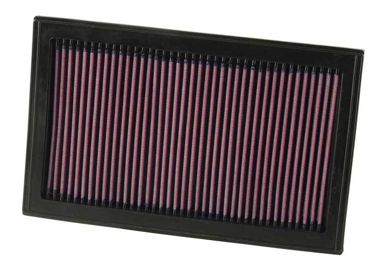 K And N Engineering Air Filter Element - Panel - 11.813 x 7.438 in - 1 in Tall - Reusable Cotton - Red - Ford /