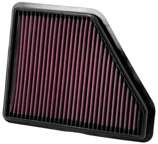 K And N Engineering Air Filter Element - Panel - 11 x 8.875 in - 1.25 in Tall - Reusable Cotton - Red - GM Compact SUV