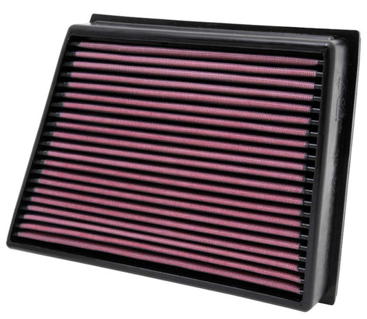 K And N Engineering Air Filter Element - Panel - 13.125 x 9.438 in - 2.063 in Tall - Reusable Cotton - Red - GM