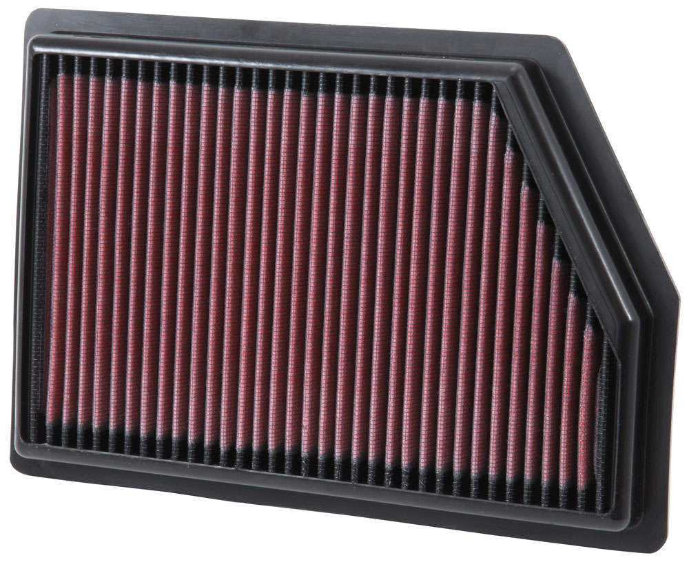 K And N Engineering Air Filter Element - Panel - 10.563 x 7.313 in - 1.125 in Tall - Reusable Cotton - Red - Jeep