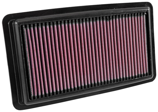 K And N Engineering Air Filter Element - Panel - 11-19/32 in x 6-19/32 in - 1 in Tall - Reusable Cotton - Red - Acura
