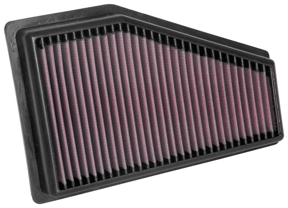 K And N Engineering Air Filter Element - Panel - 10.875 x 7 in - 1.563 in Tall - Reusable Cotton - Red - Jeep Cherokee