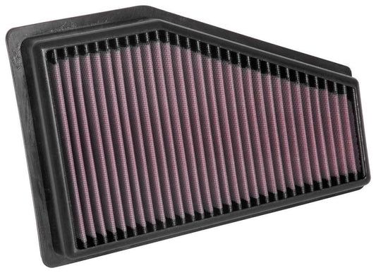 K And N Engineering Air Filter Element - Panel - 10.875 x 7 in - 1.563 in Tall - Reusable Cotton - Red - Jeep Cherokee
