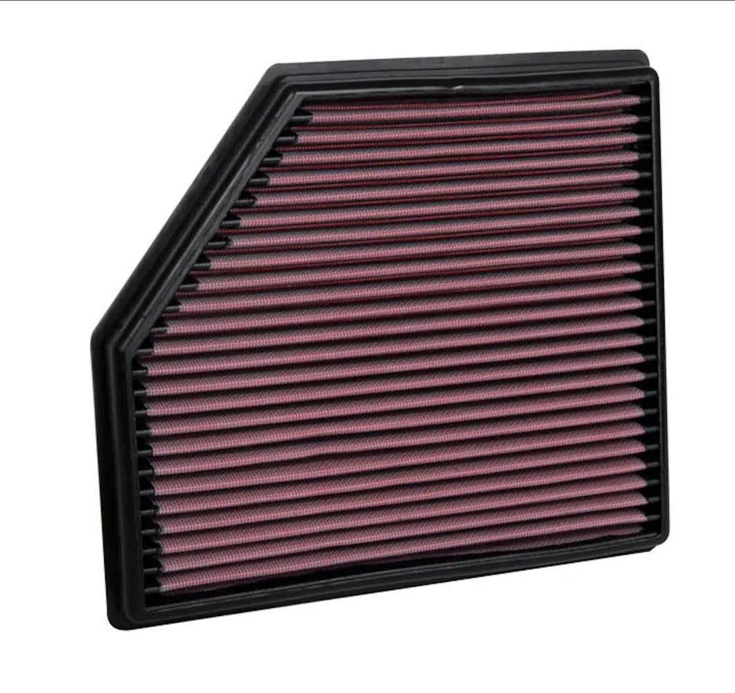 K And N Engineering Air Filter Element - Panel - 10.813 x 9.625 in - 1.188 in Tall - Reusable Cotton - Red - Cadillac