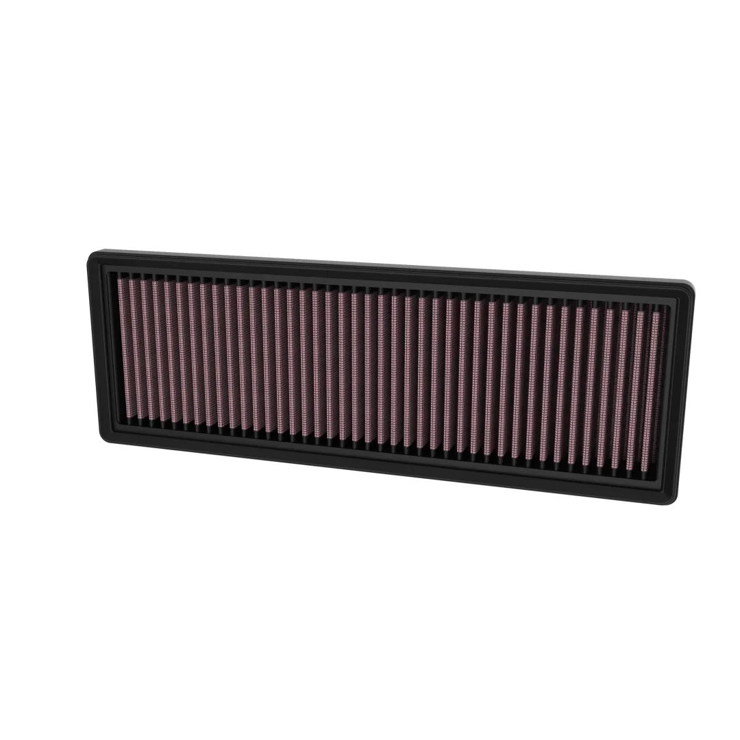 K And N Engineering Air Filter Element - Panel - 14.375 x 5 in - 1.5 in in Tall - Reusable Cotton - Red - Ford