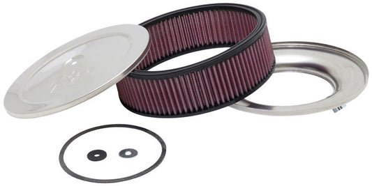 K And N Engineering Air Cleaner Assembly - Custom - 9 in Round - 2.875 in Element - 5-1/8 in Carb Flange - Raised Base