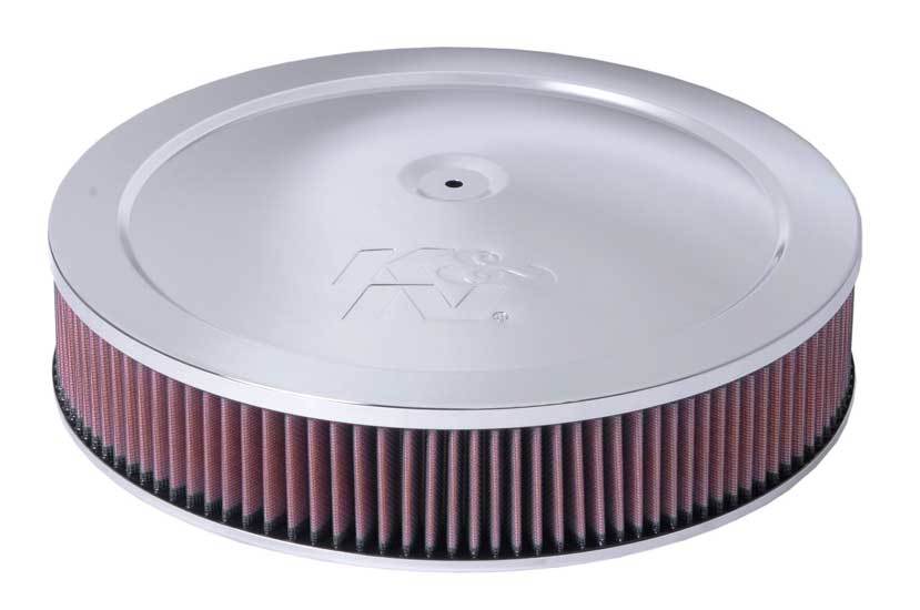 K And N Engineering Air Cleaner Assembly - Custom - 14 in Round - 3.063 in Element - 5-1/8 in Carb Flange - Raised