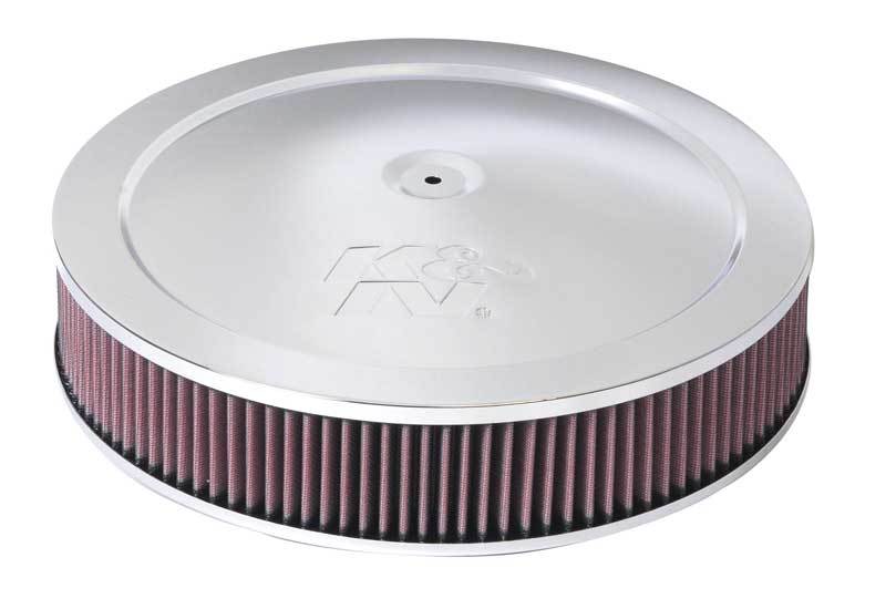 K And N Engineering Air Cleaner Assembly - Custom - 14 in Round - 3.063 in Element - 5-1/8 in Carb Flange - Dropped