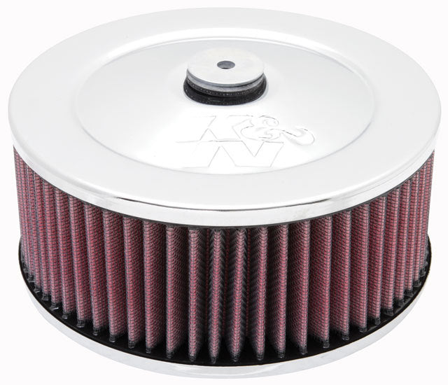 K And N Engineering Air Cleaner Assembly - Custom - 7 in Round - 3 in Element - 5-1/8 in Carb Flange - Raised Base -