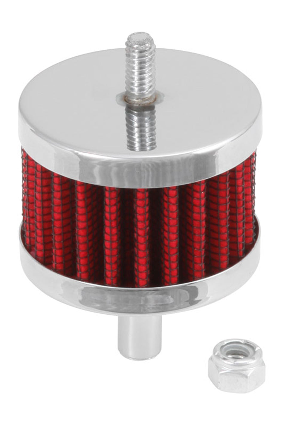 K And N Engineering Breather - Push-In - Round - 1/2 in Hole - Mounting Stud - Reusable - Steel - Chrome - Each